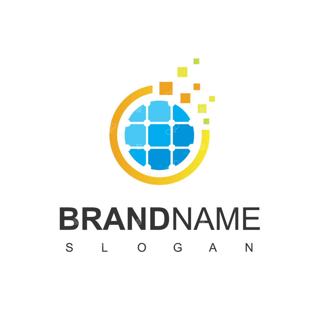 طراحی لوگوی انرژی خورشیدی با استفاده از آیکن فناوری پیکسلی