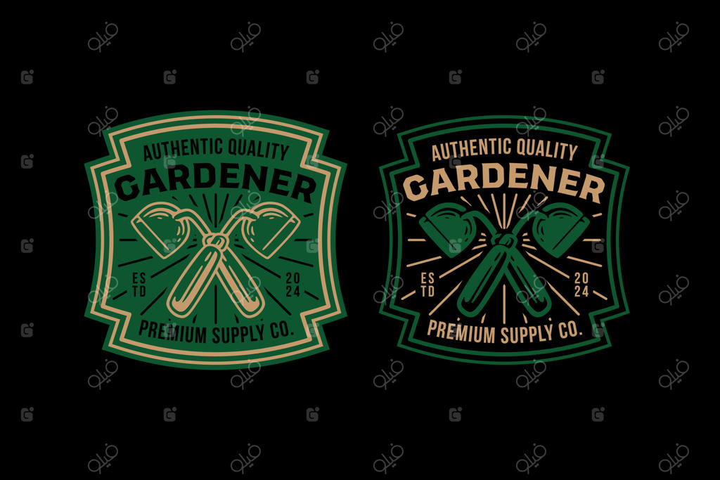 مجموعه طراحی لوگو وینتیج برای ابزار بیل دستی: مناسب برای باغبانان، باغداری، کشاورزی، کارگران، معدن‌چیان و کشاورزان