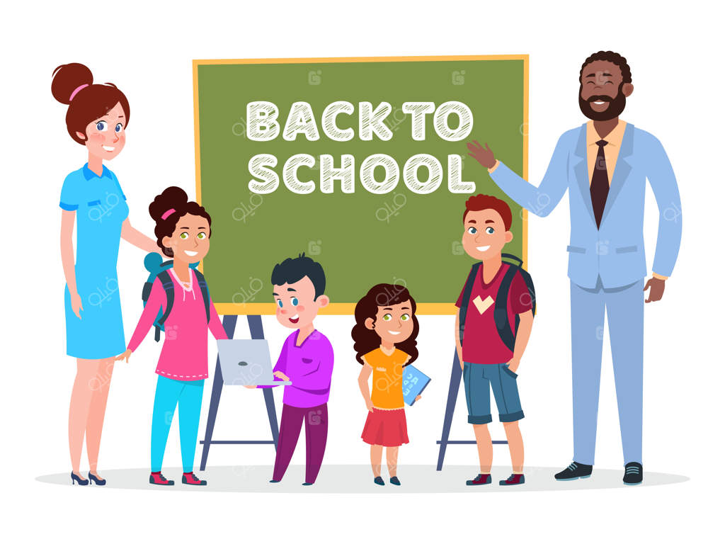 وکتور معلمان و دانش‌آموزان - تصویر بازگشت به مدرسه