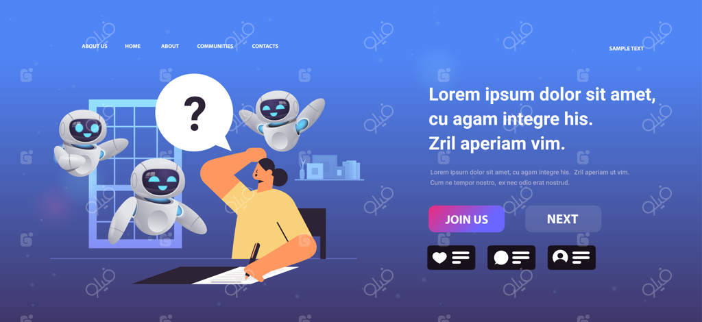 دانش‌آموز دختر در حال امتحان دادن با ربات‌ها: فرآیند یادگیری و آموزش هوش مصنوعی در کلاس درس