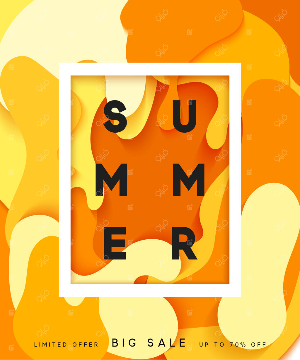 پس‌زمینه‌ی تابستانی روشن به سبک نقاشی کاغذی و مبهم - پوستر تابستانی