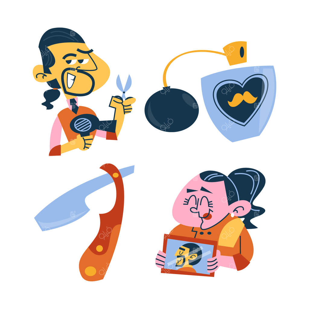 مجموعه برچسب‌های کارتونی قدیمی برای آرایشگاه