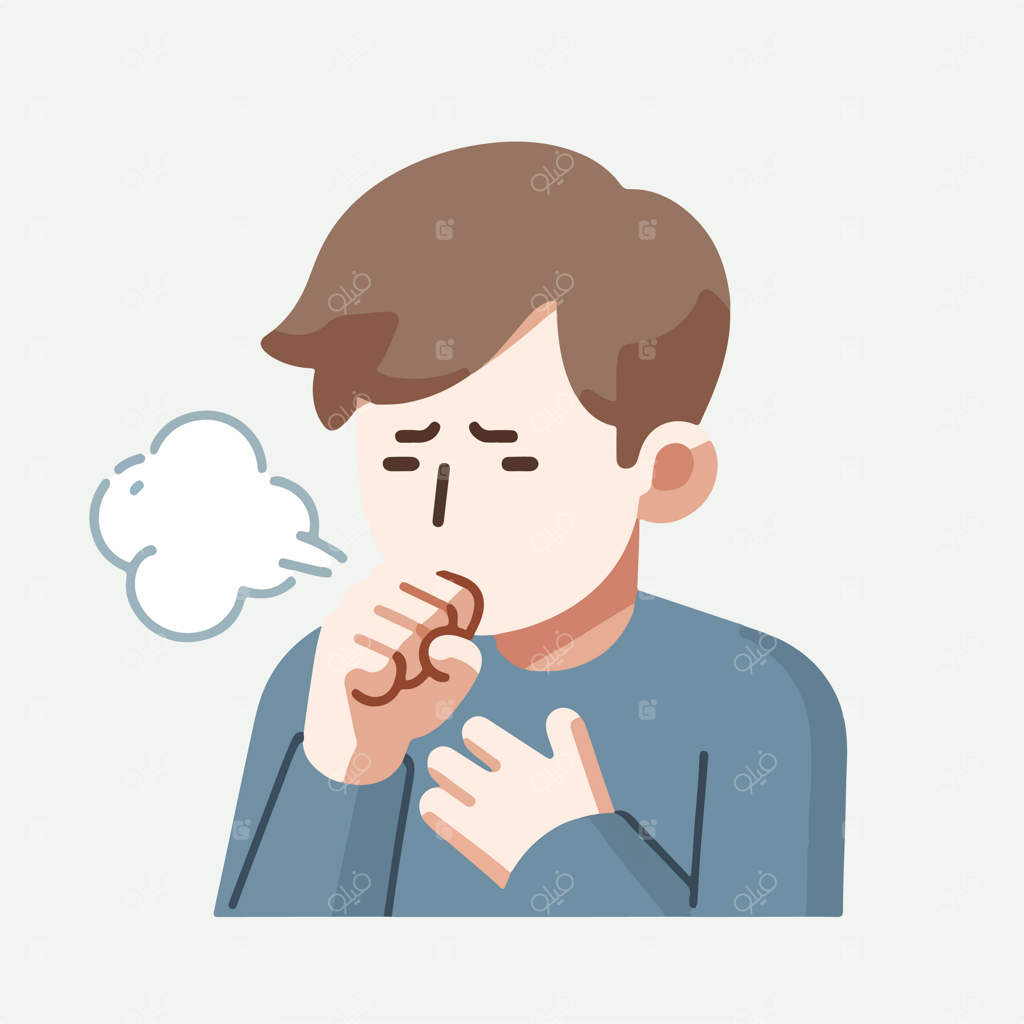 تصویر نوجوان در حال سرفه با طراحی تخت