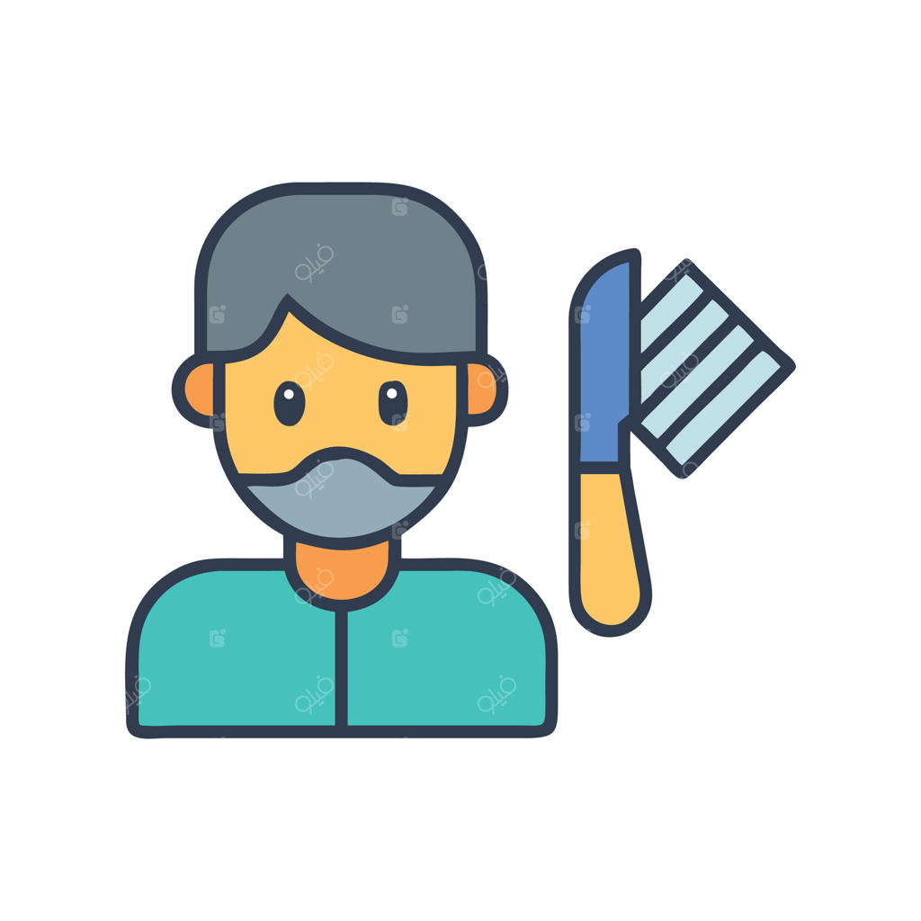 تصویر آیکون آرایشگر با تیغ اصلاح روی زمینه مشکی