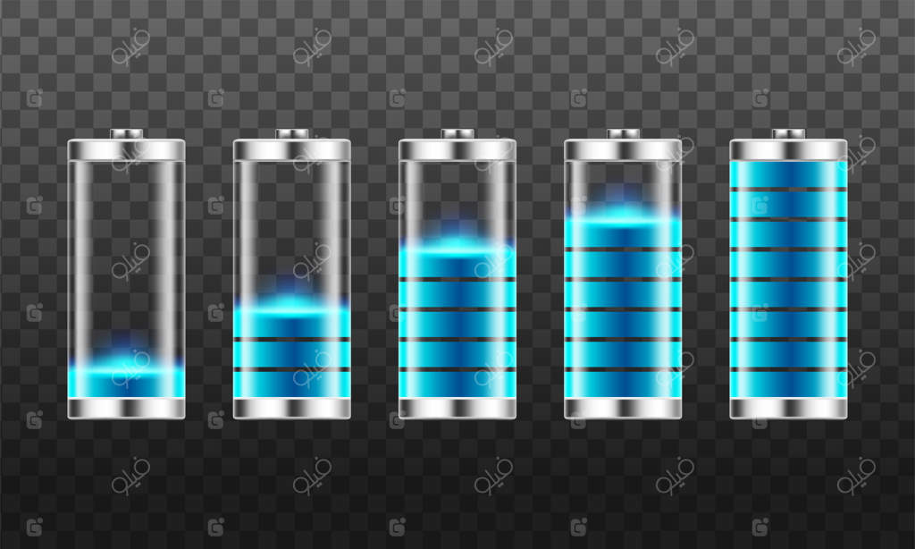 مجموعه‌ای از نشانگرهای شارژ باتری با سطح انرژی کم و زیاد