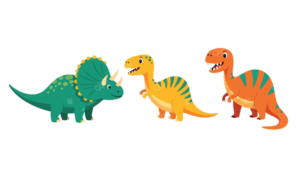 دایناسورهای کارتونی رنگارنگ