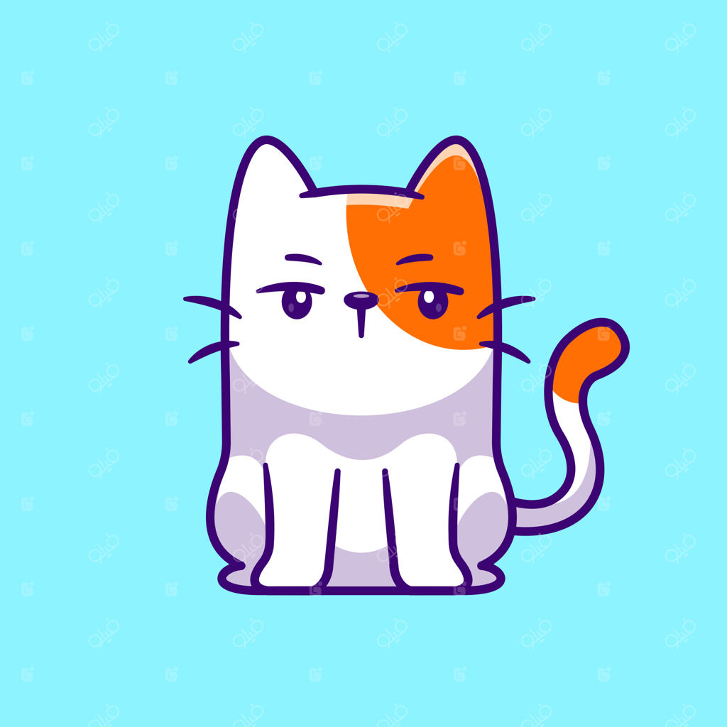 تصویر برداری بامزه از گربه نشسته - آیکون کارتونی حیوانات. مفهوم نماد طبیعت حیوانات - طراحی صاف و منحصربه‌فرد
