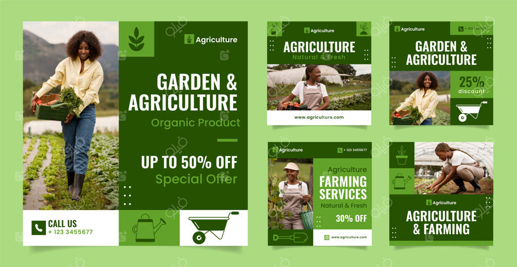 پست‌های اینستاگرامی شرکت کشاورزی با طراحی مسطح