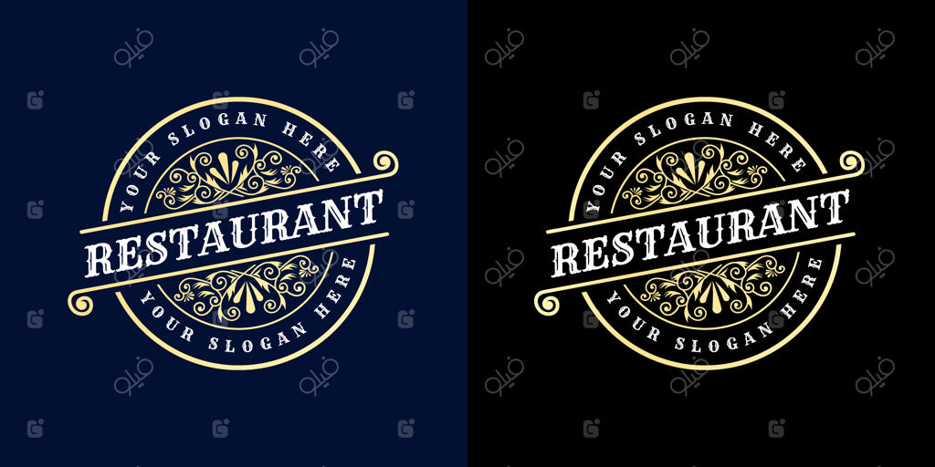 لوگوی زیبای زنانه با طرح گل‌های خوشنویسی، مونگرام باستانی سبک وینتیج و طراحی لوکس مناسب برای هتل، رستوران، کافه و کافی‌شاپ