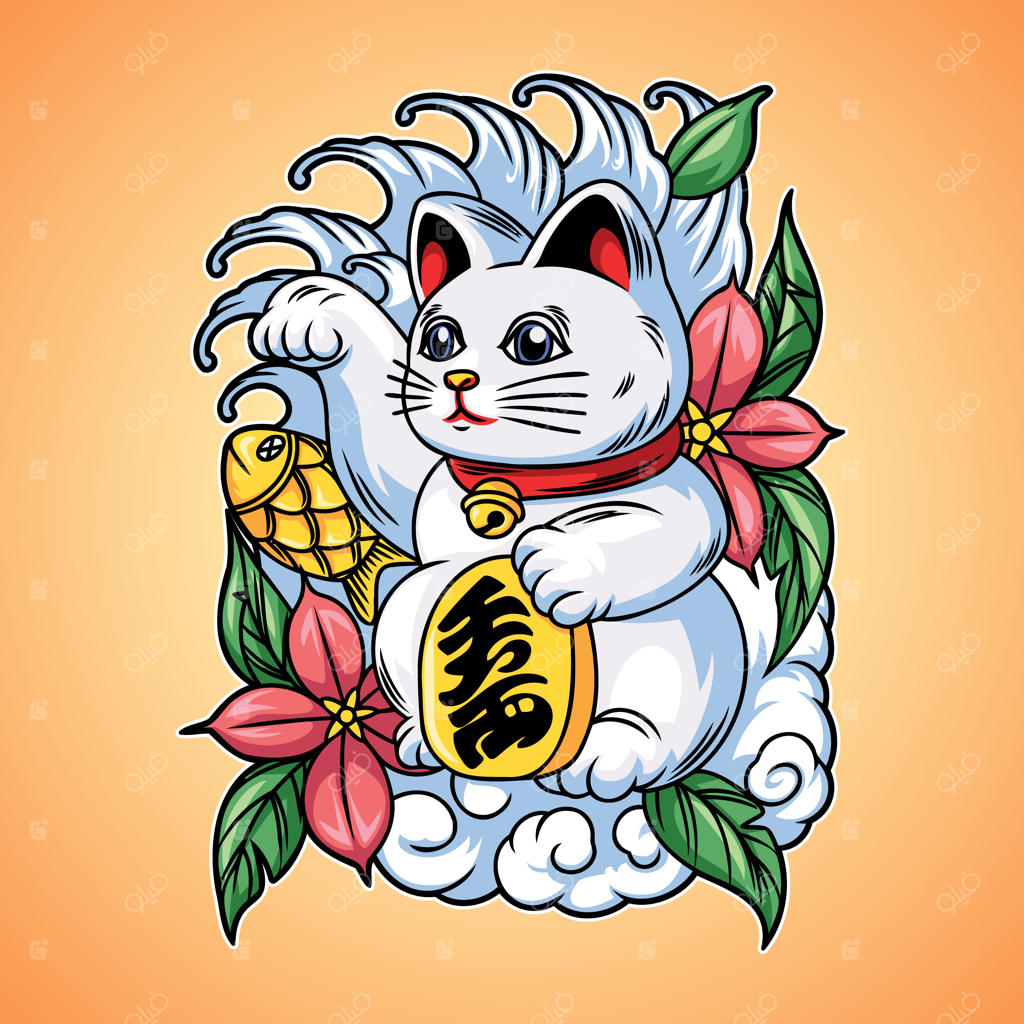 تصویرسازی عروسک ژاپنی مانکی نکو