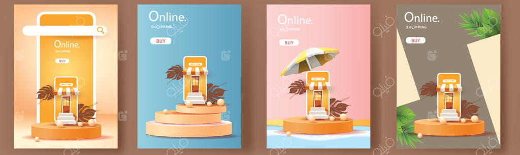 خرید آنلاین با گوشی در پس‌زمینه صورتی مدرن با هنر کاغذی و جعبه‌های هدیه وکتوری.