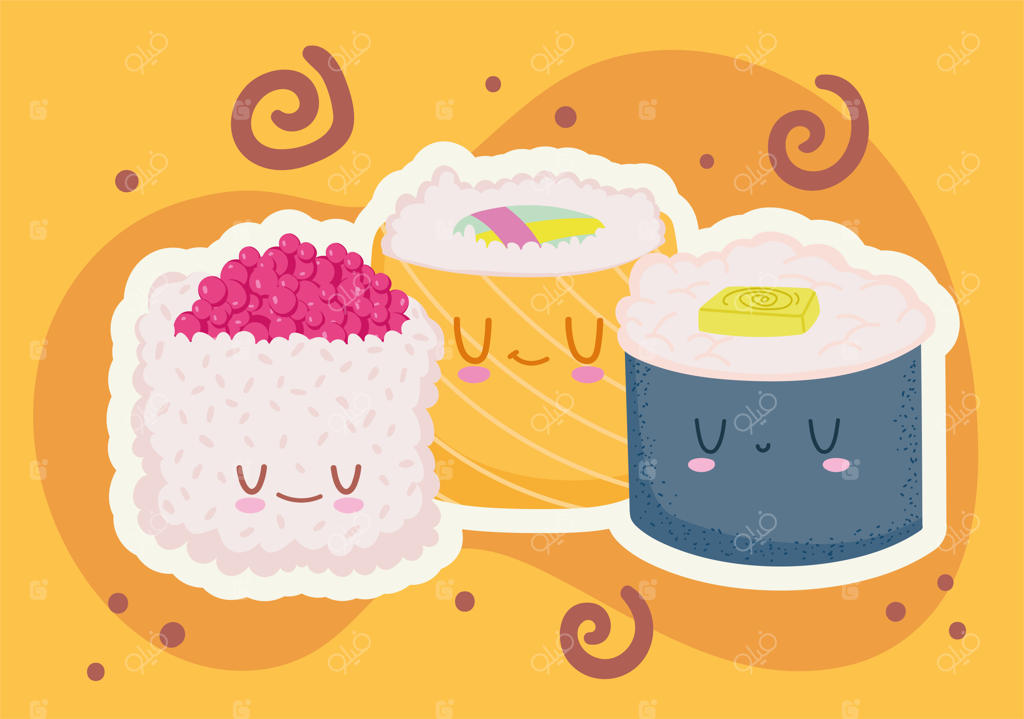 سوشی کاوایی رول شده