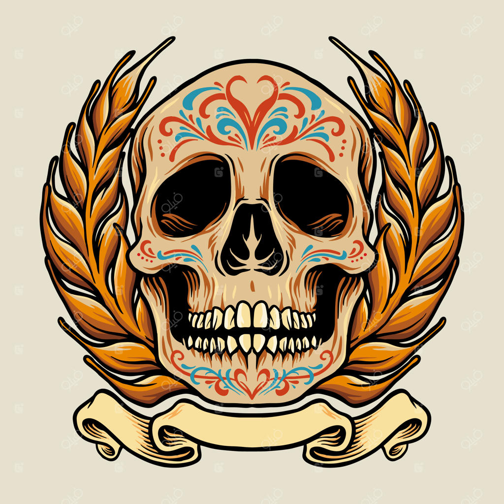 تصویرسازی جمجمه مکزیکی با بنر