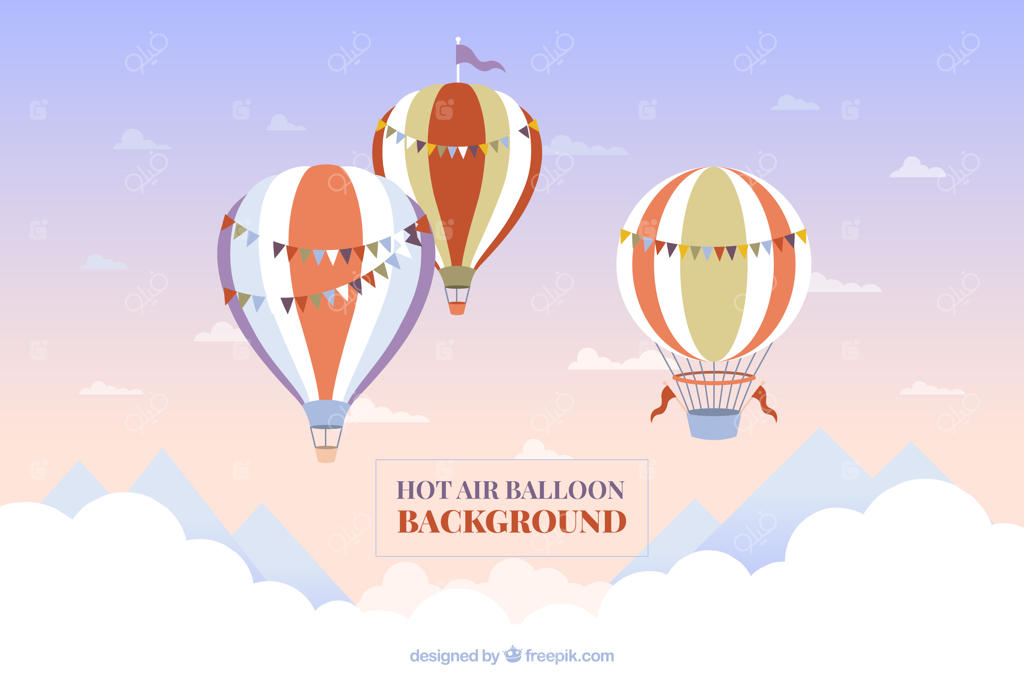 پس‌زمینه بالن‌های هوای داغ به سبک کلاسیک