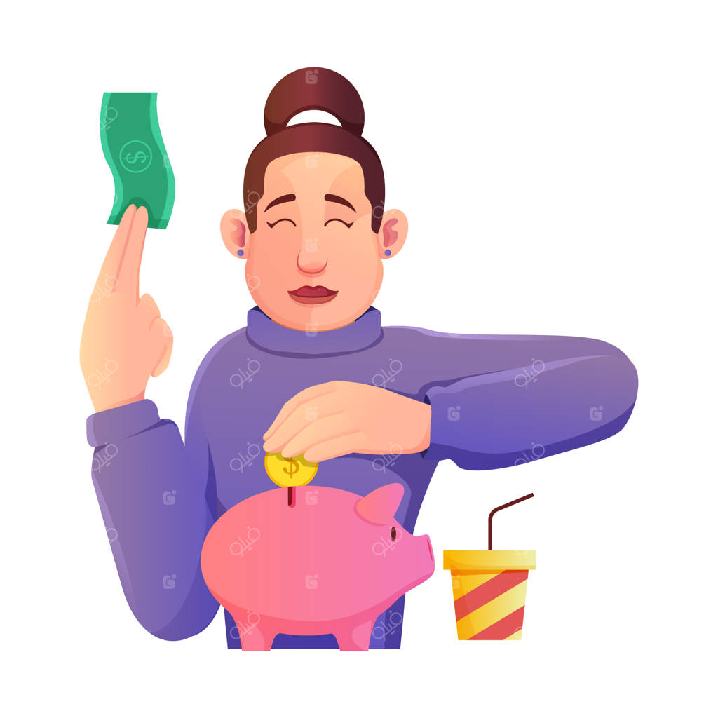 تصویری از مادری جوان که برای آینده پس‌انداز می‌کند و قلک دارد