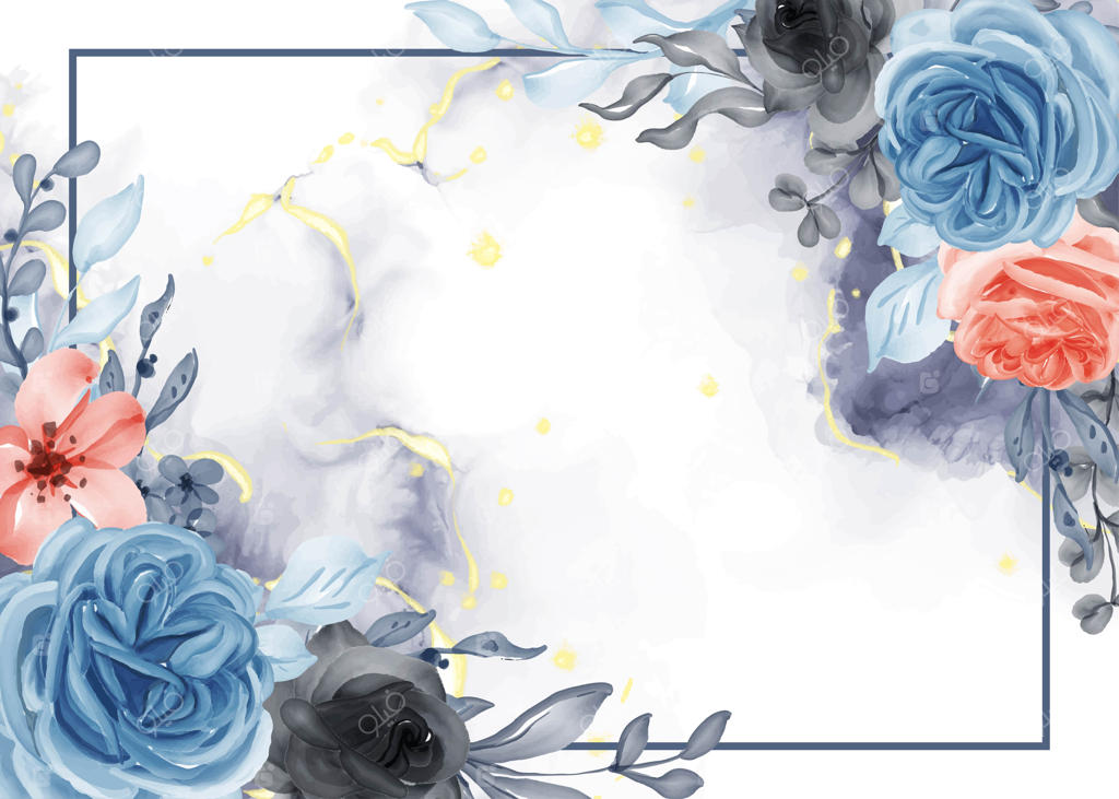 پس‌زمینه زیبای رز آبی و نارنجی با فضای سفید