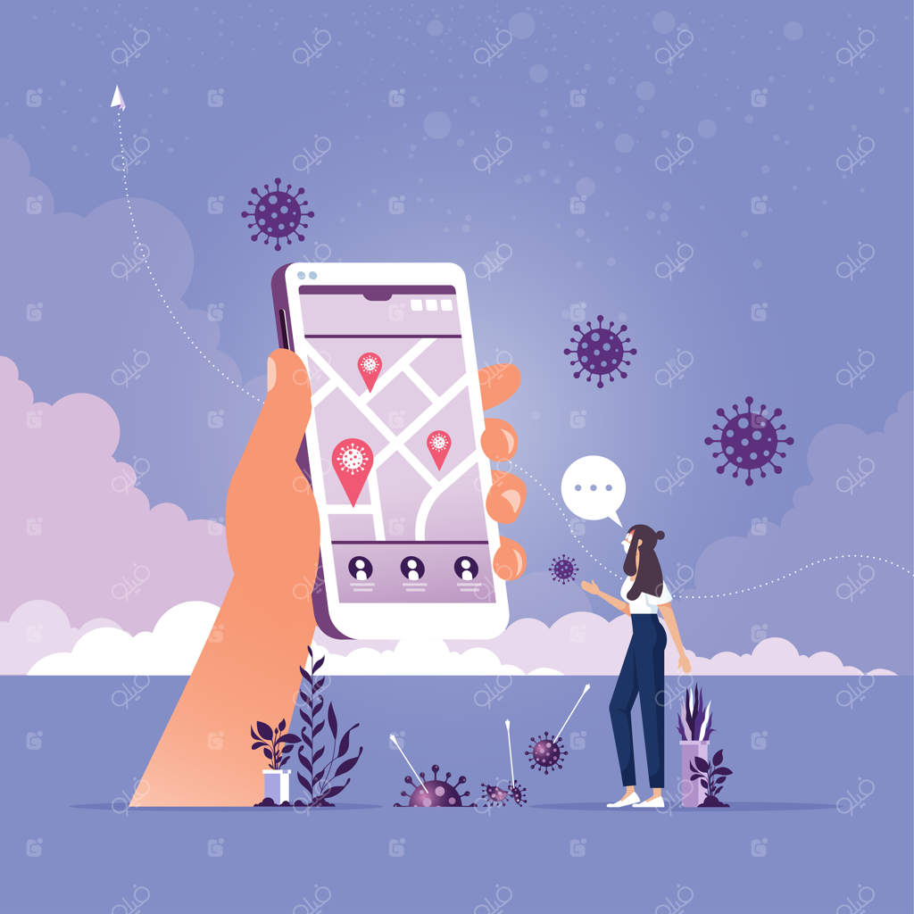 استفاده زن تاجر از برنامه‌های ردیابی ویروس روی تلفن همراه