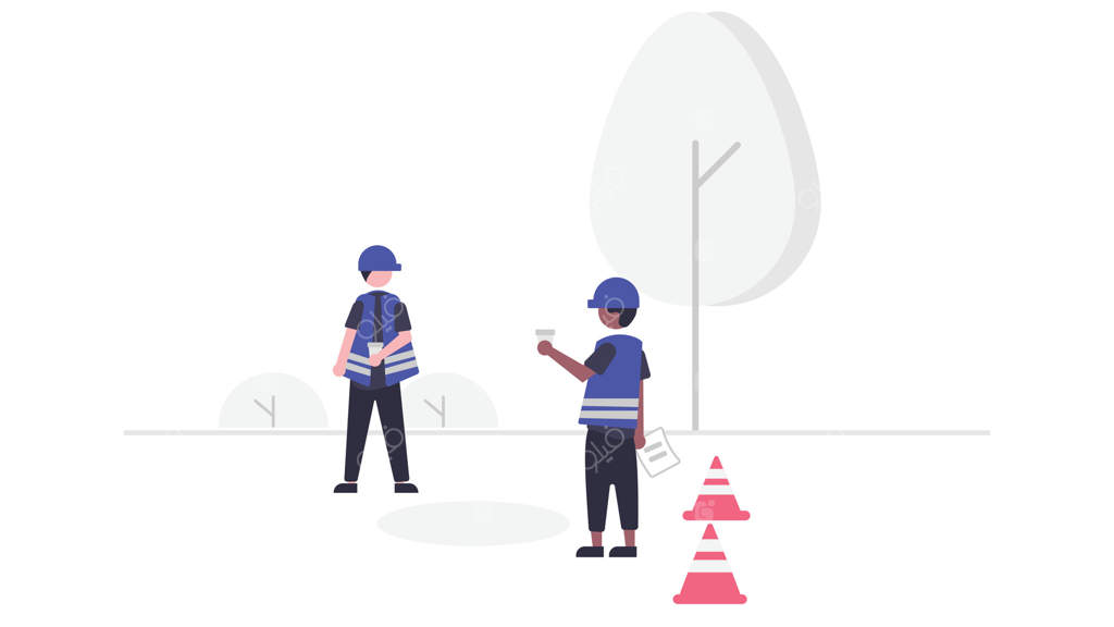 کار ساخت‌وساز در باغ شهری: تصویرسازی جذاب و ساده