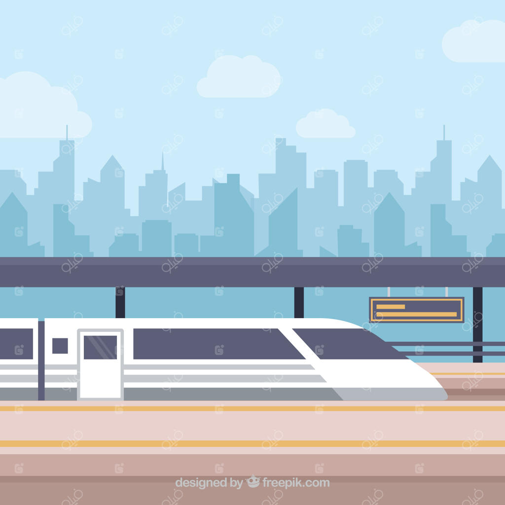 قطار و منظره خط افق شهر