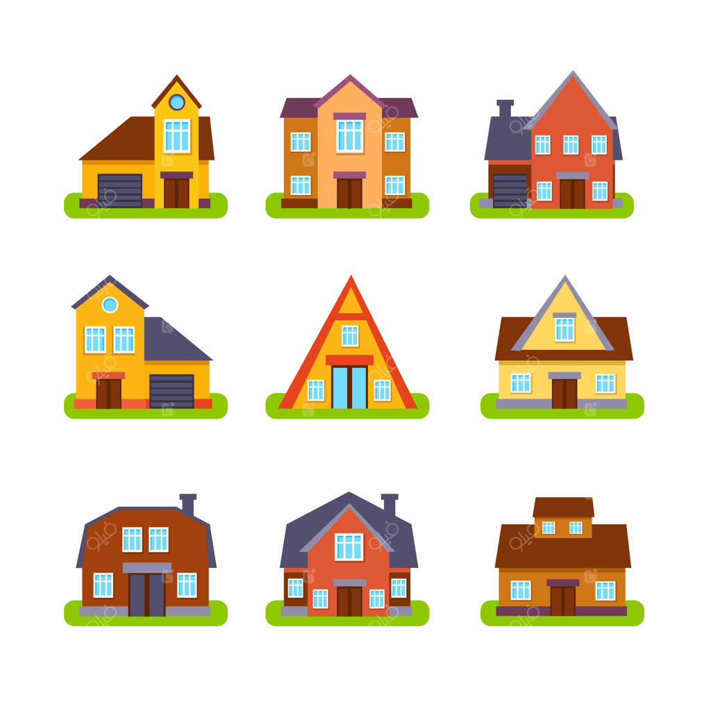 مجموعه نمای بیرونی خانه‌های حومه شهر