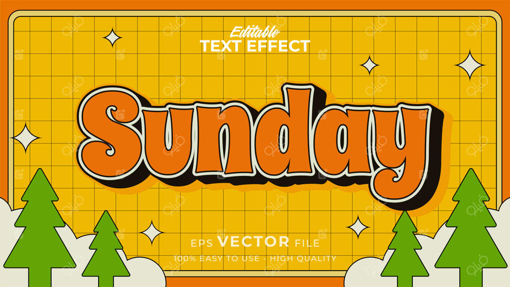 افکت متن قابل ویرایش: سبک کارتونی رترو تابستانی به شیوه کلاسیک و جذاب