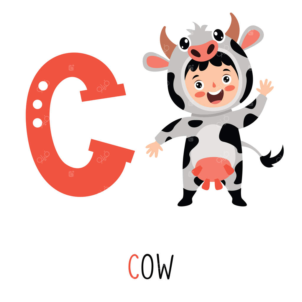 شخصیتی در لباس حیوانات که حرف الفبا را نشان می‌دهد