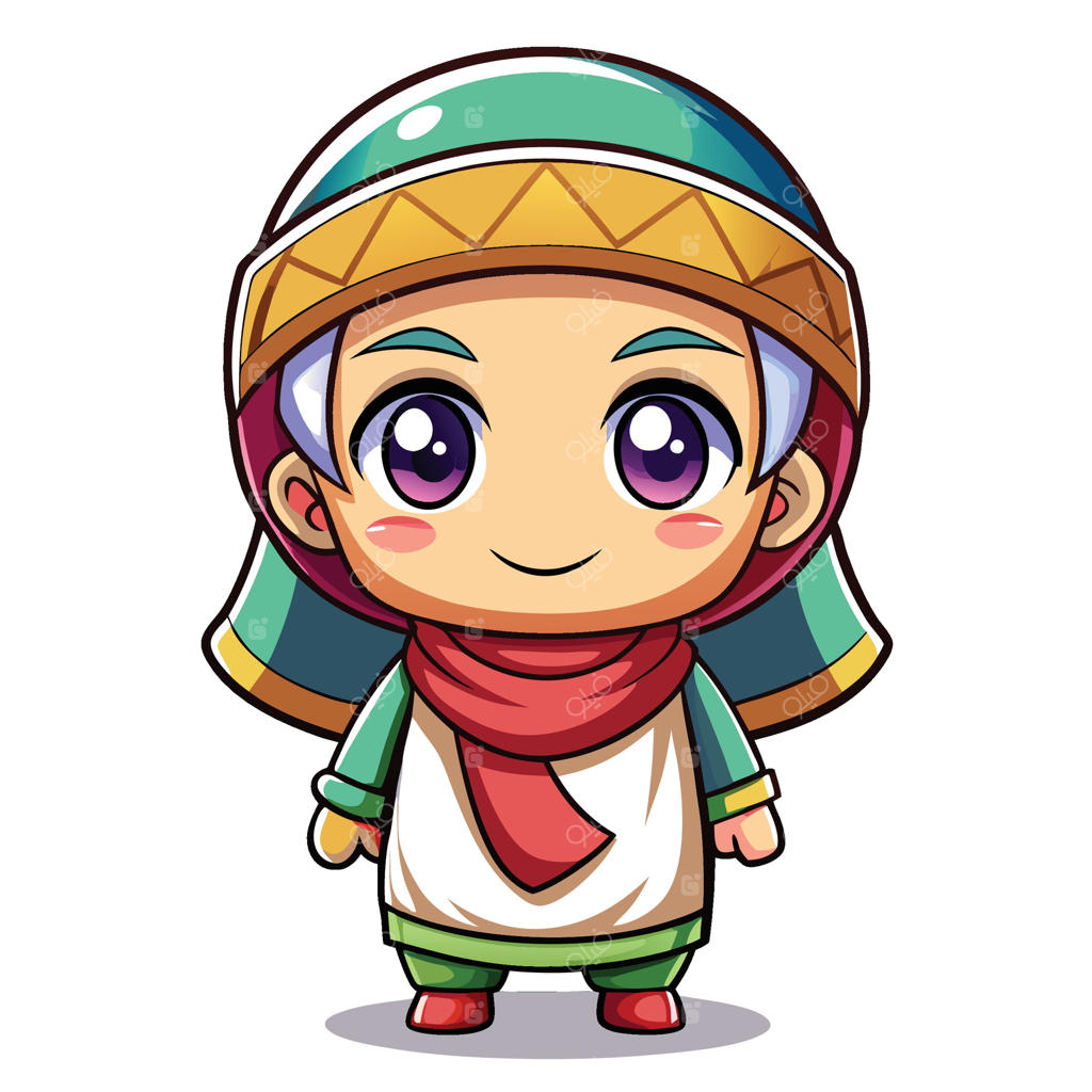 شخصیت کارتونی با کلاه و شال‌گردن در پس‌زمینه سفید