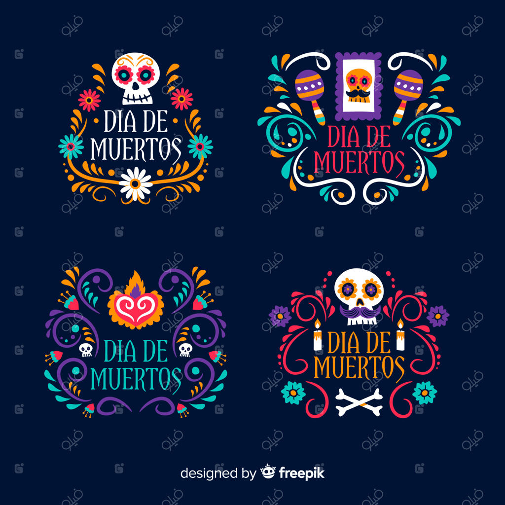 طراحی تخت برچسب روز مردگان