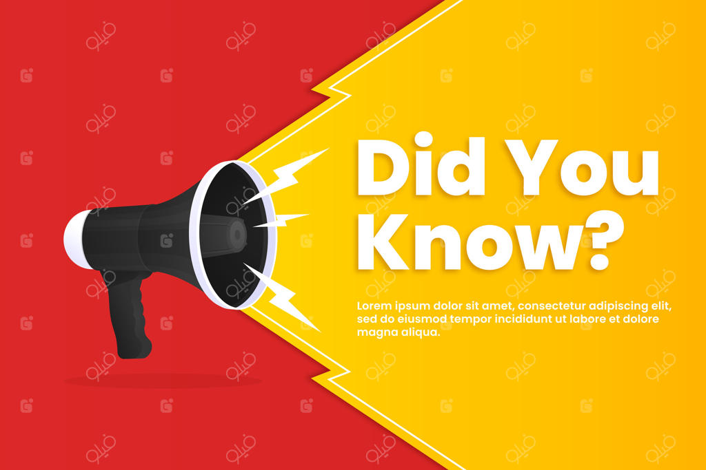 بلندگو و عبارت «آیا می‌دانید» در بنر قرمز و زرد با مفهوم دعوت به همکاری و آگهی استخدام، طراحی کارتونی فلت مدرن