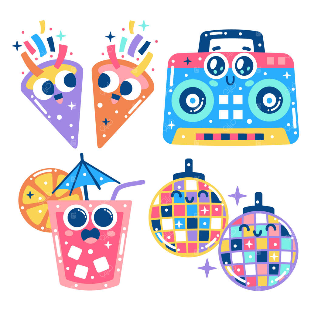 استیکرهای مهمانی شب پر زرق و برق