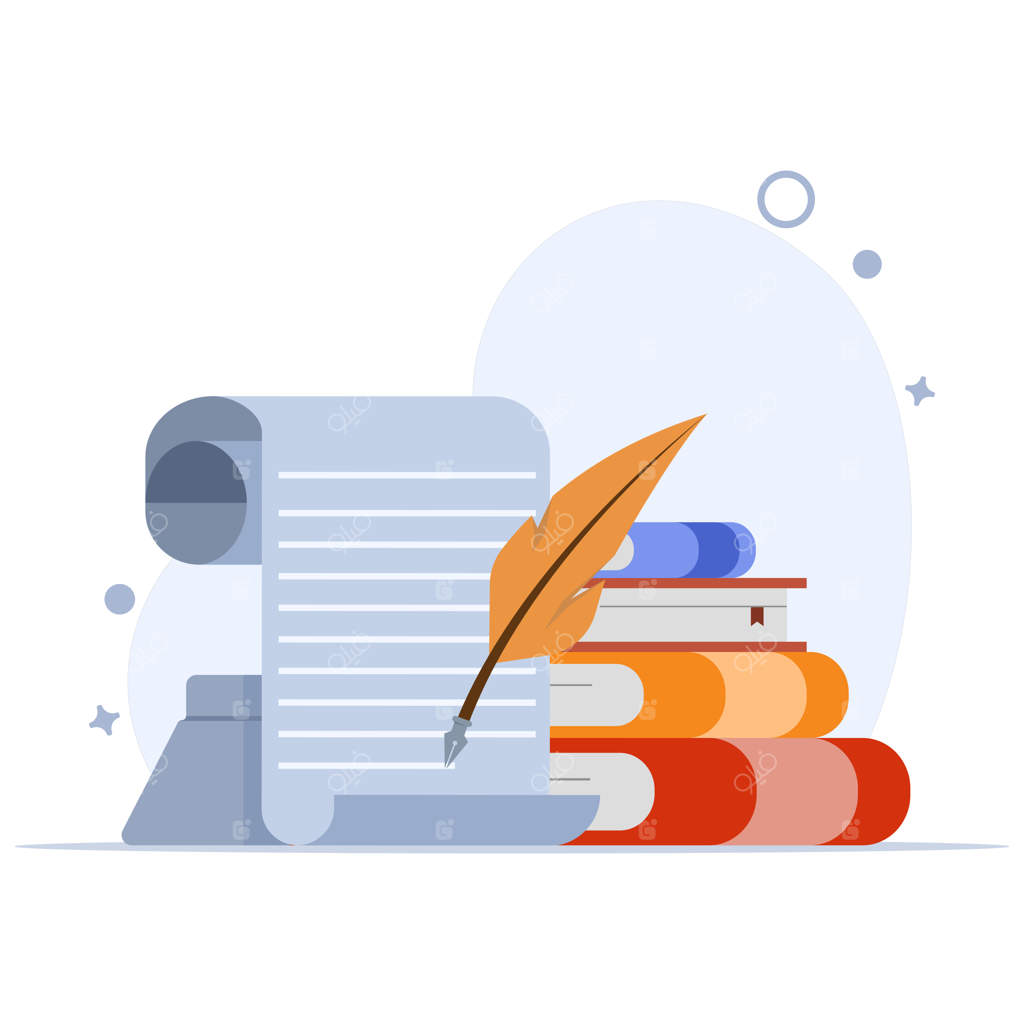 تصویر برداری از مفهوم نوشتن با قلم پر بر روی نماد شی برای آموزش کاغذی