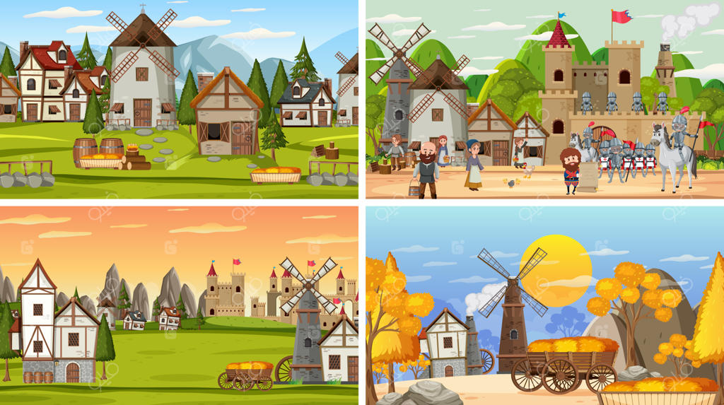 مجموعه‌ای از صحنه‌های مختلف قرون وسطی