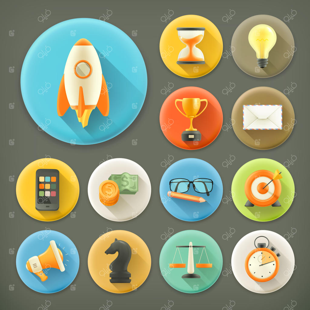 مجموعه آیکون‌های جهانی با سایه بلند 3