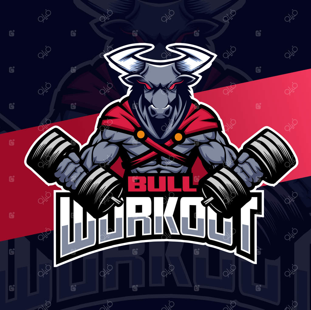 لوگوی کاراکتر ورزشی گاو نیرومند