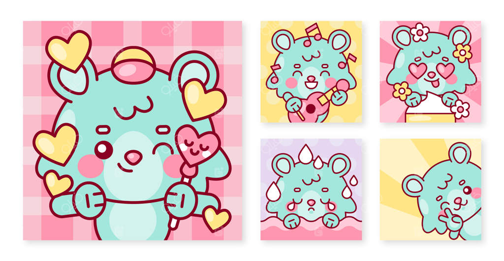 مجموعه پست‌های اینستاگرام به سبک کاوایی، طراحی دستی