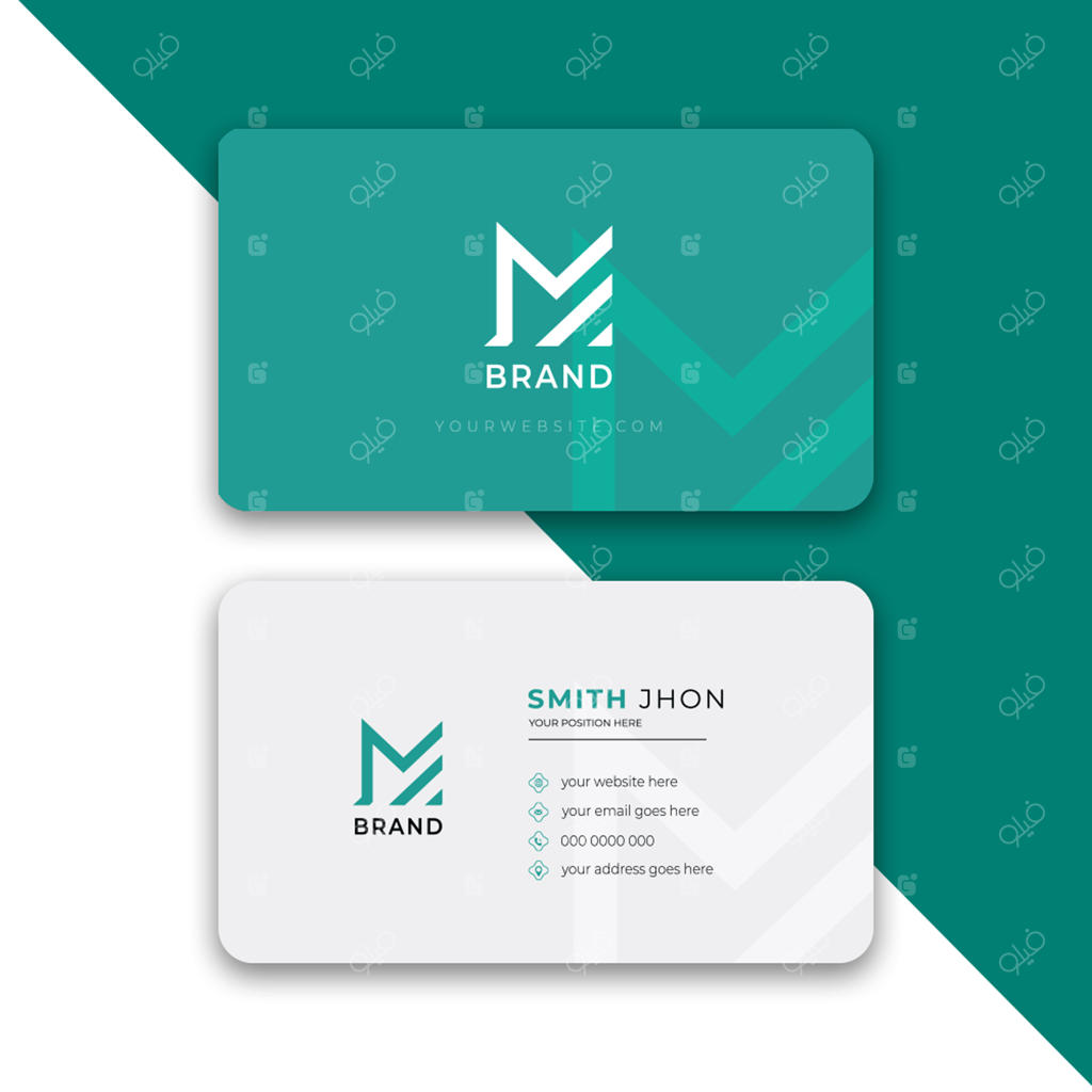 طرح کارت ویزیت آبی و سفید