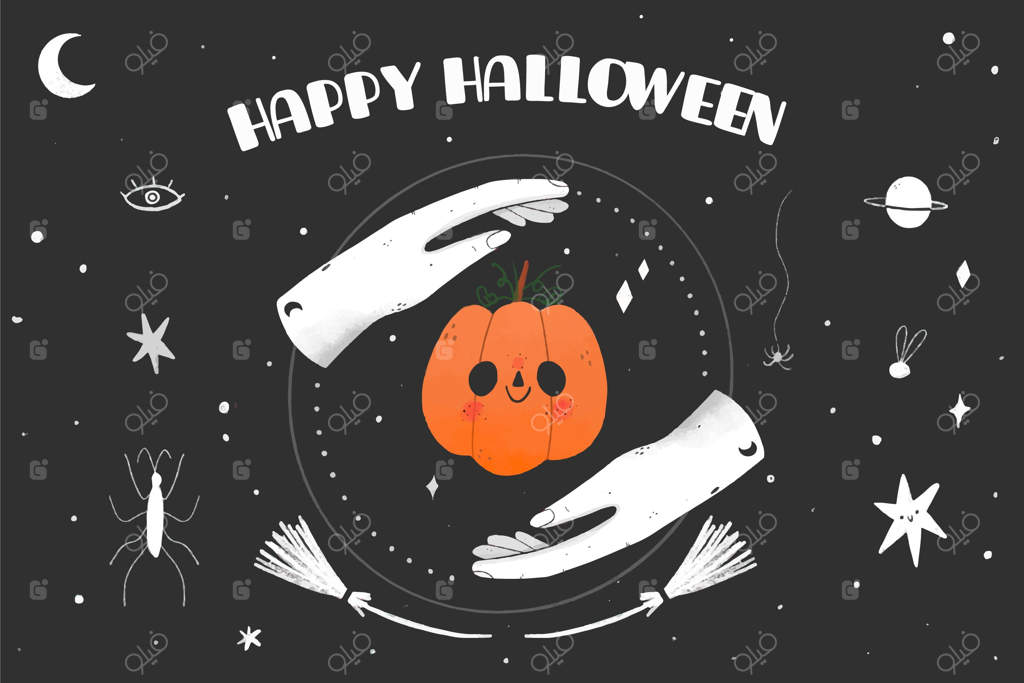 پس‌زمینه هالووین با طراحی دستی