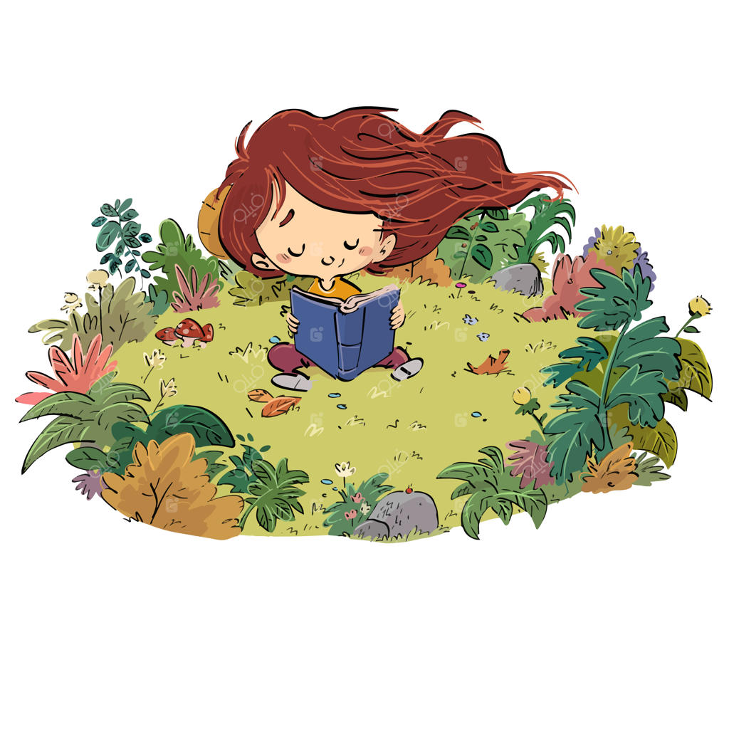 دختر در حال مطالعه در دشت