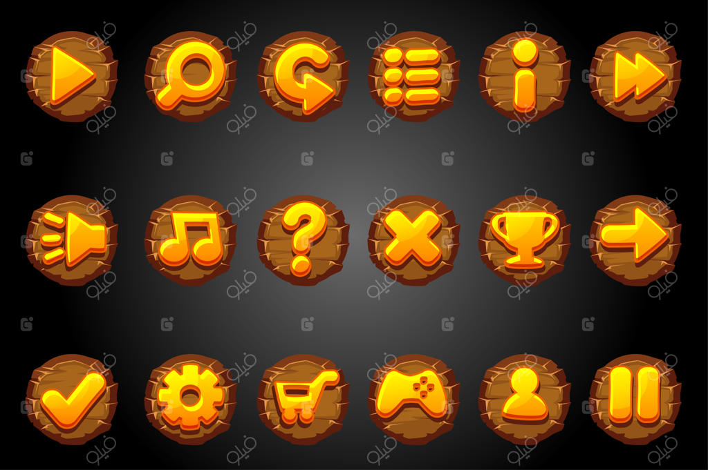 دکمه‌های گرد چوبی برای رابط کاربری بازی