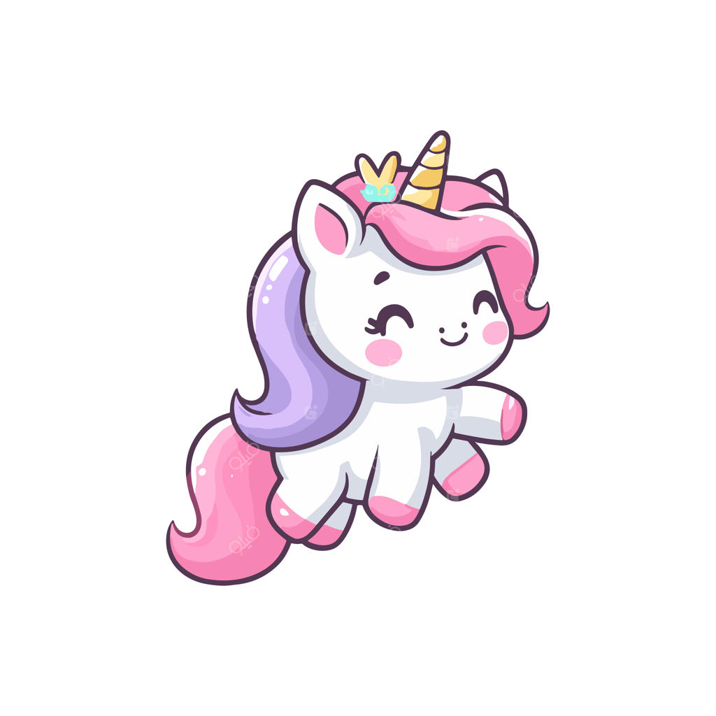 وکتور زیبای تک‌شاخ با پس‌زمینه رنگارنگ