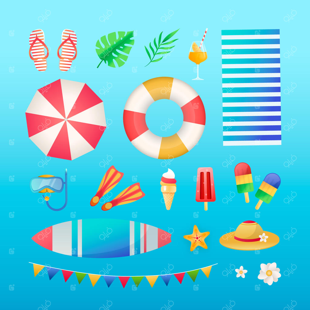 مجموعه عناصر طراحی گرادیانت مخصوص تابستان