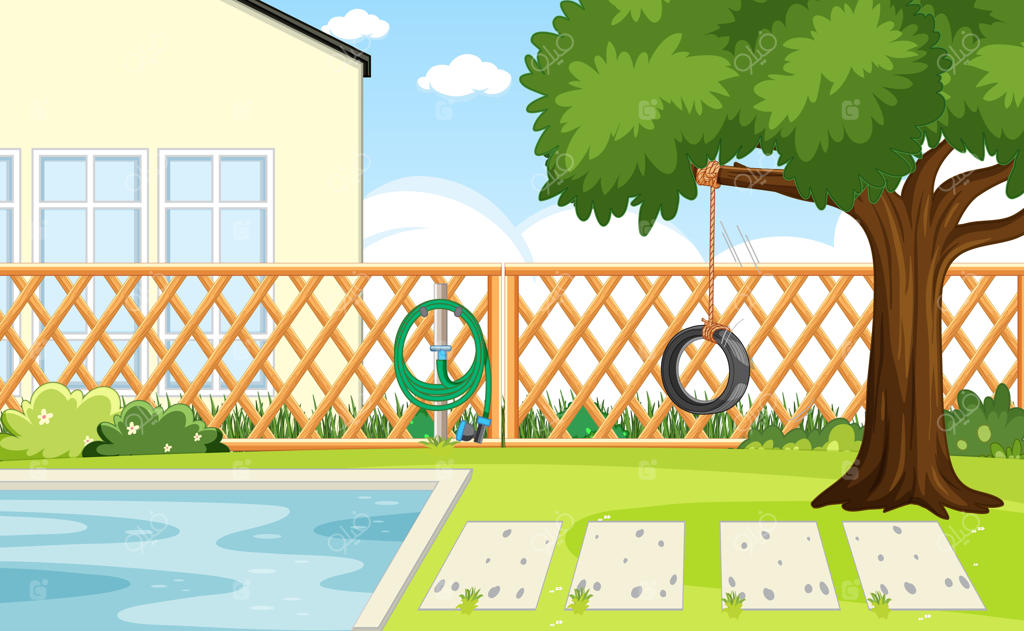 نمای حیاط پشتی با یک حصار