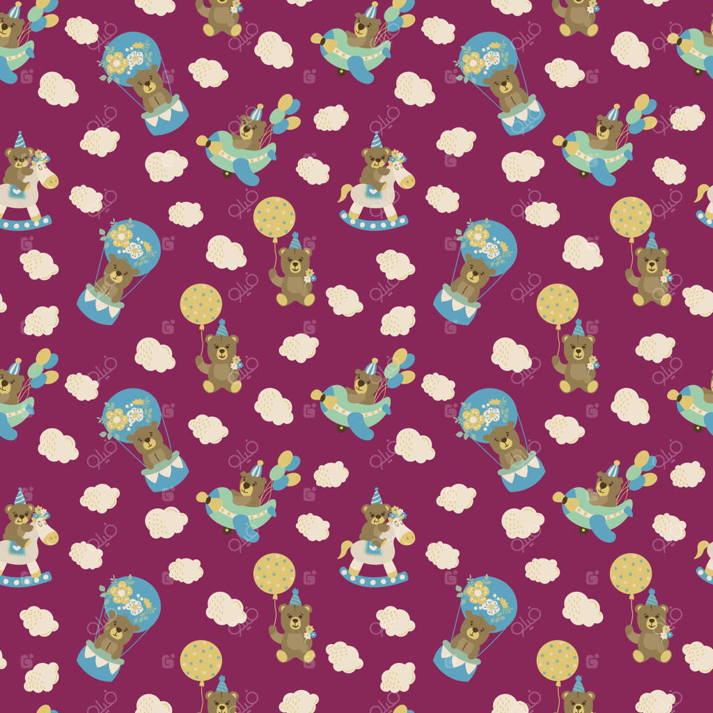 پترن یکپارچه با خرس‌های بامزه به سبک بوهو