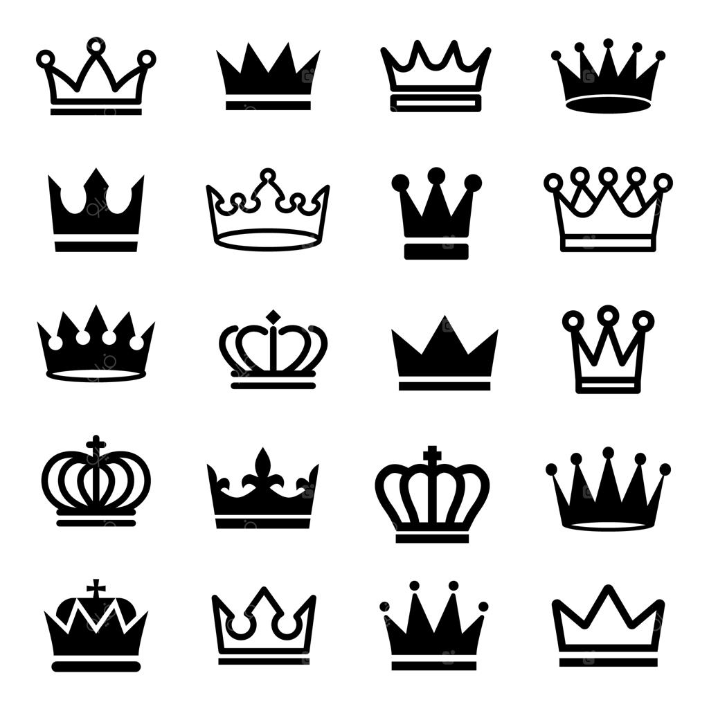 آیکون‌های تاج: مجموعه آیکون‌های خطی و سیلوئت تاج