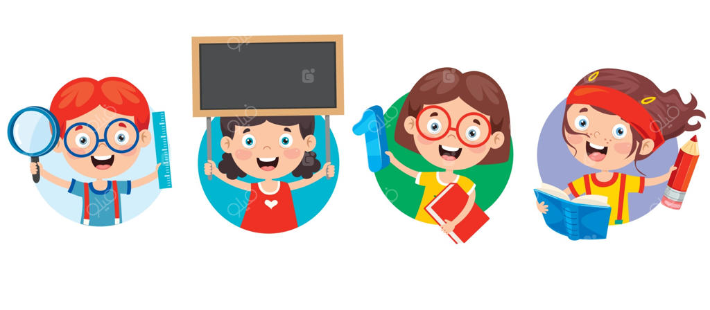 دانش‌آموزان کارتونی شاد و بامزه