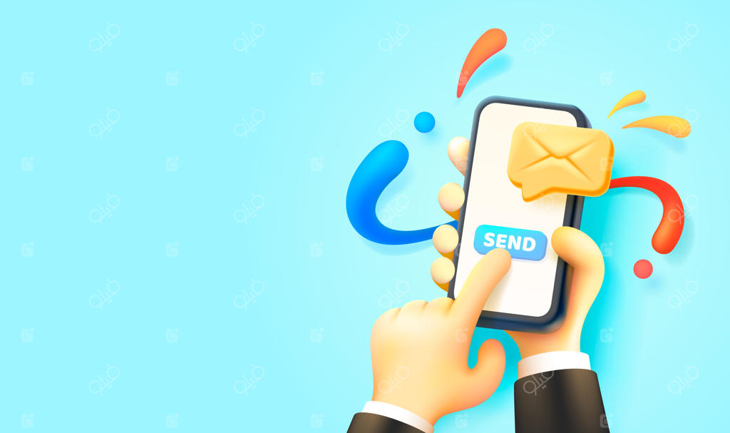 ارسال نامه از طریق تلفن با کاور روشن گوشی هوشمند برای ارتباطات وکتور