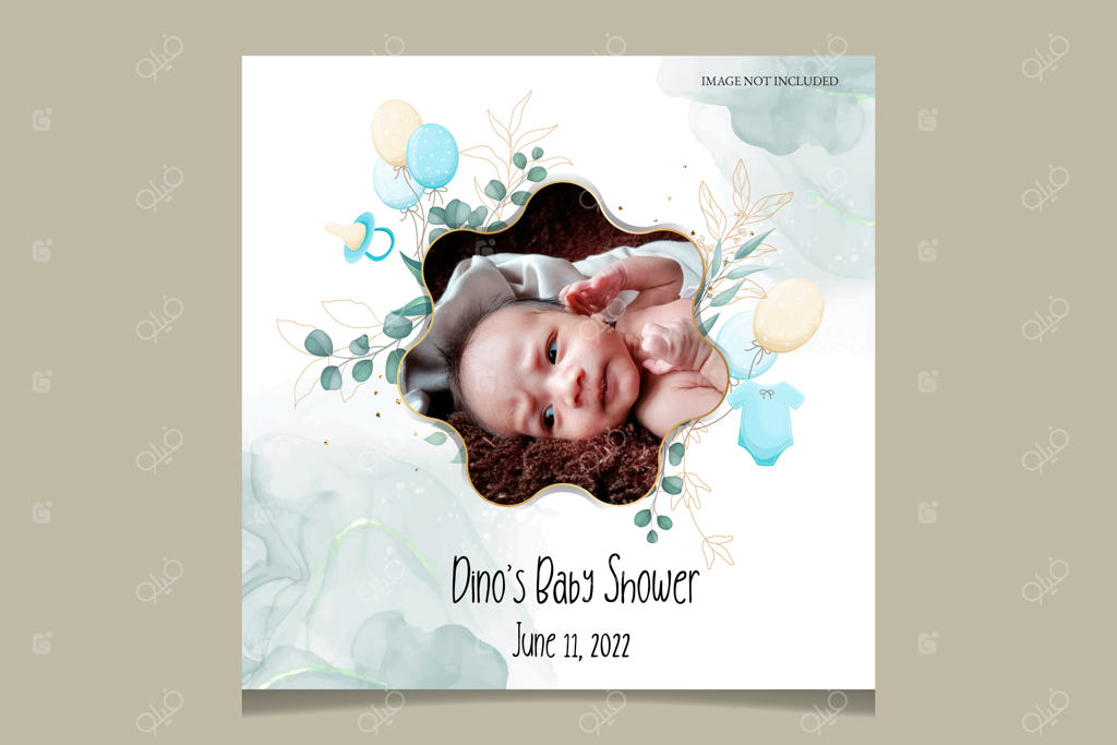 کارت دعوت شیک و زیبا برای جشن نوزاد با طراحی گل‌های دل‌انگیز