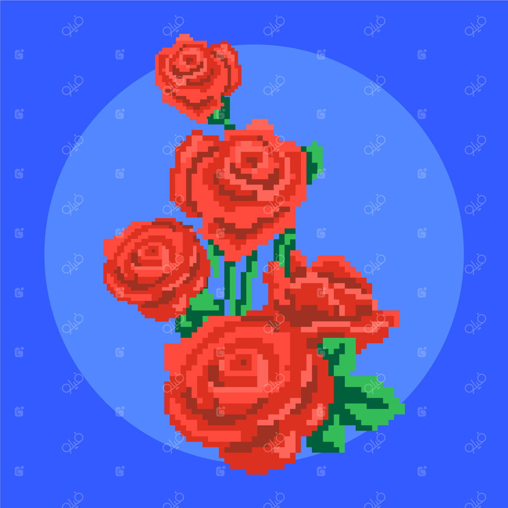 تصویرسازی پیکسل آرت گل با طراحی تخت