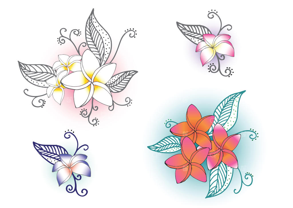 وکتور رایگان گل‌های پلینزیایی