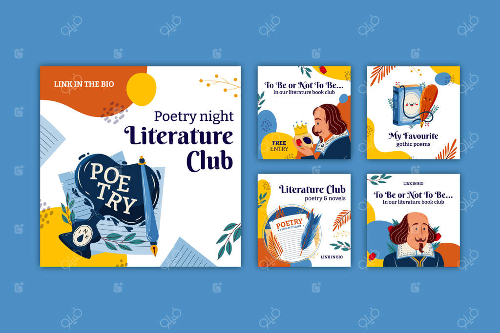 مجموعه پست‌های اینستاگرام باشگاه کتابخوانی ادبیات